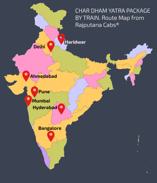 char dham yatra package by train map