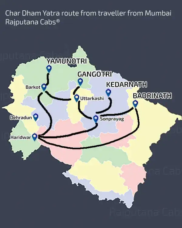 char dham yatra route map view